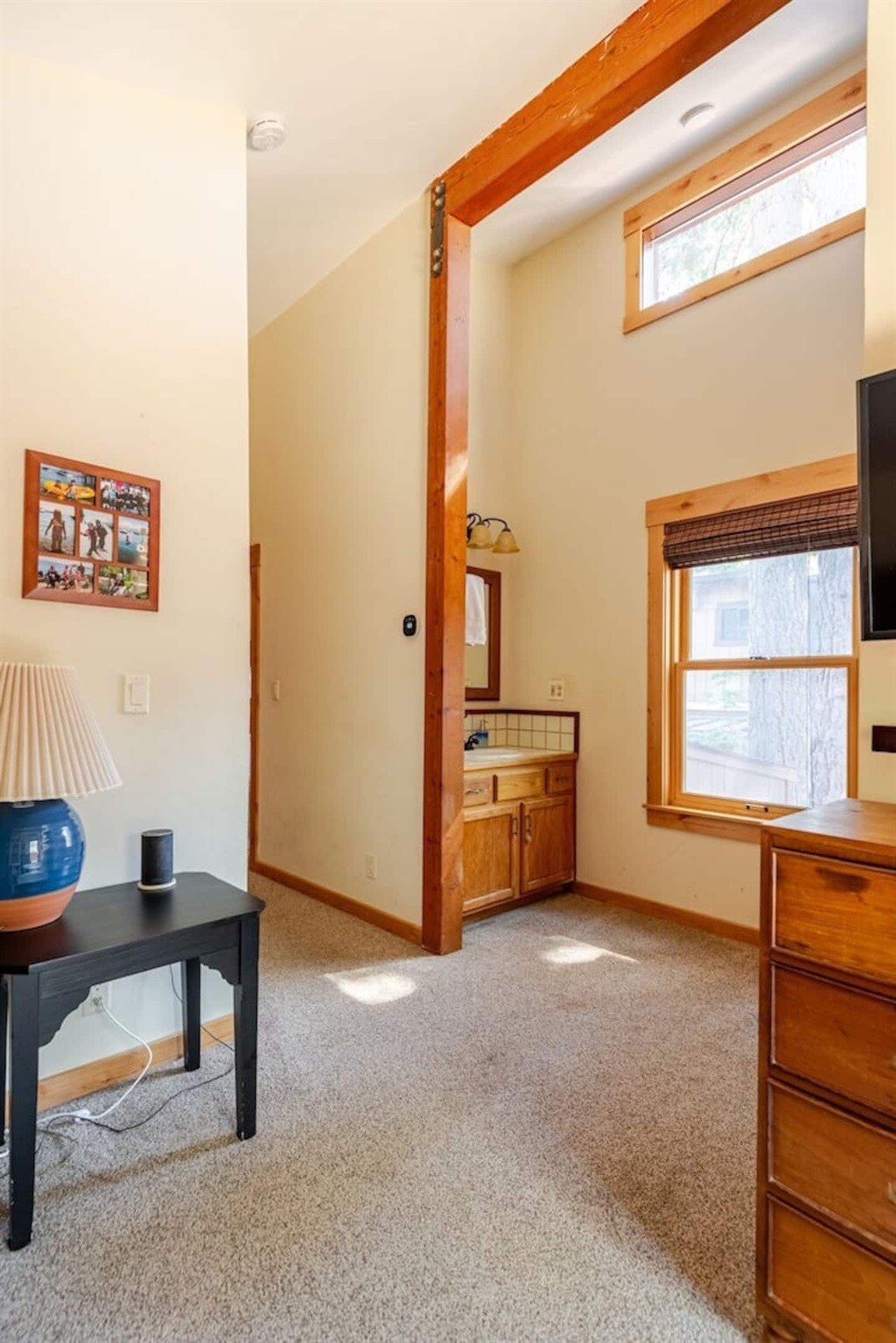 Bunk room entry and vanity area.
