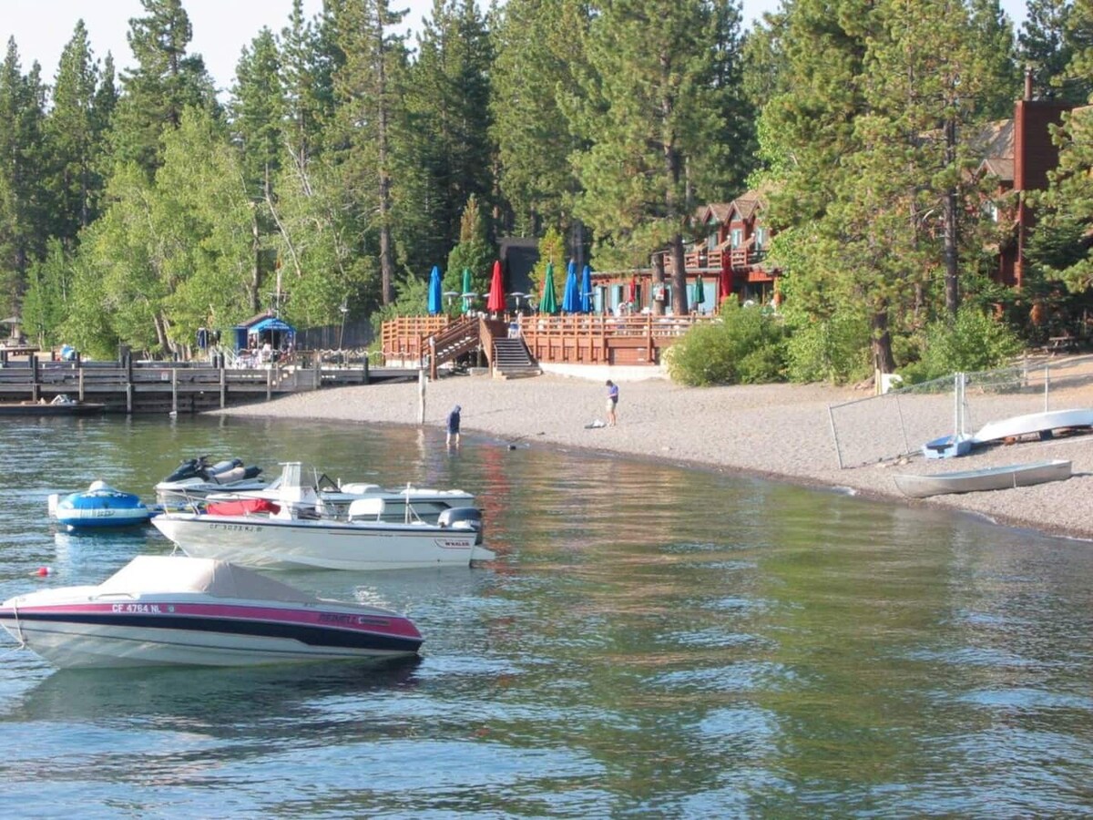 Tahoe Park beach and boat area on Lake Tahoe.