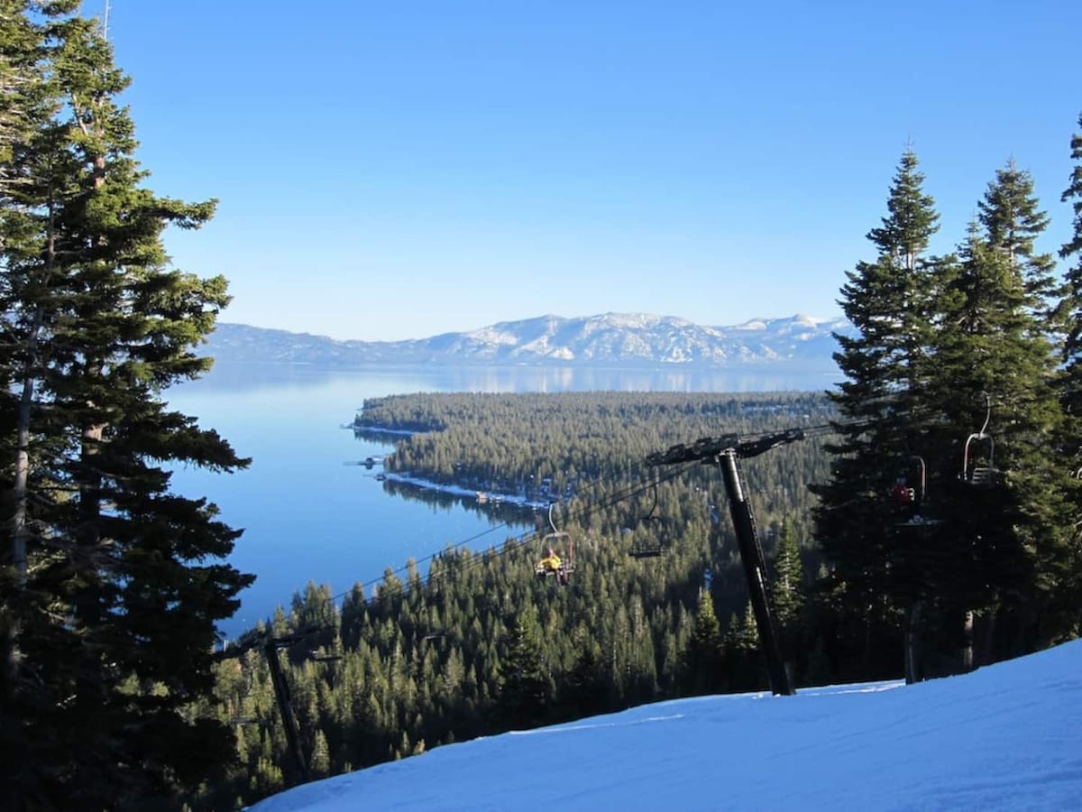Lake Tahoe mountain view from a nearby ski area.