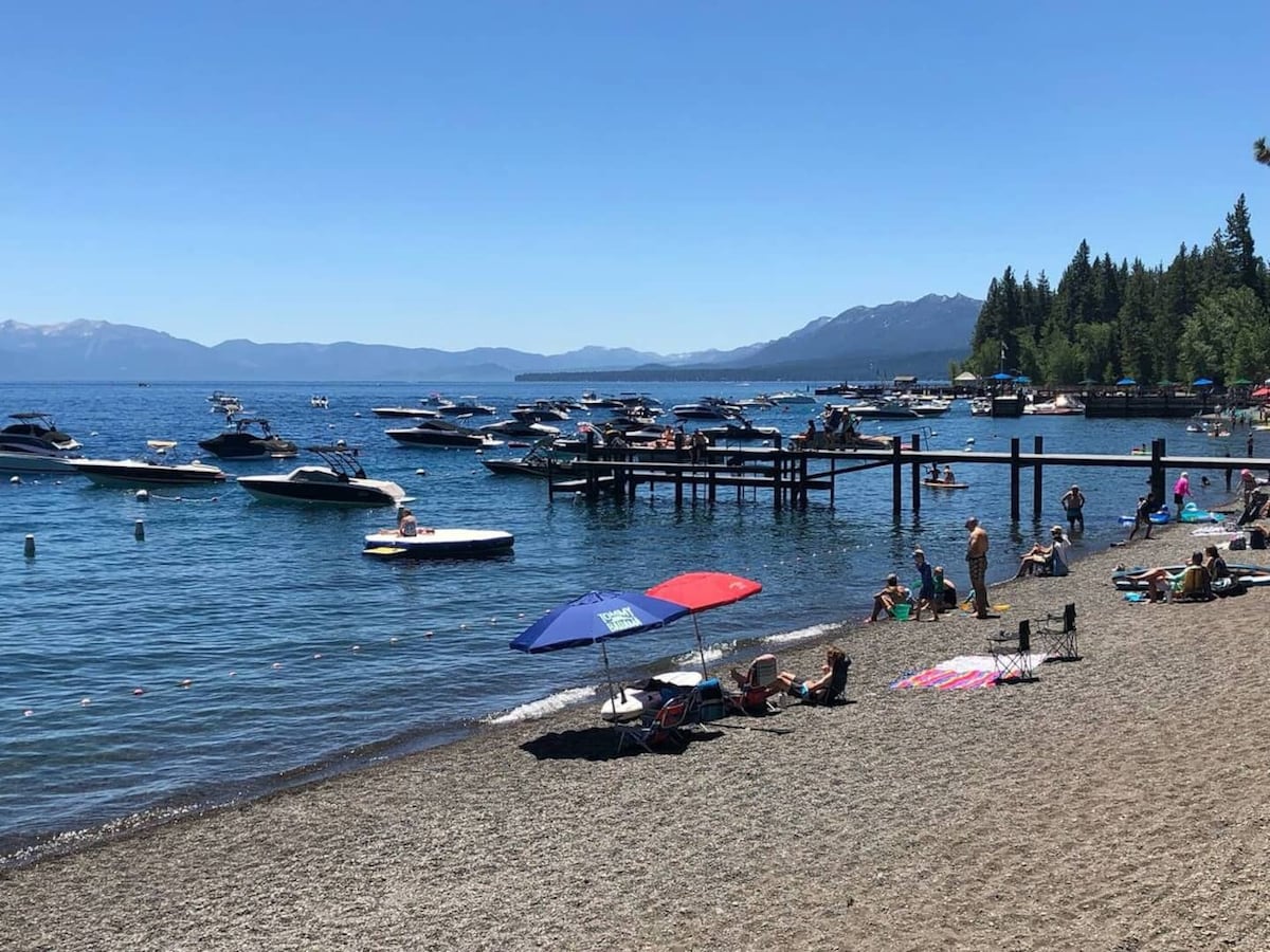 Private homeowners beach on Lake Tahoe.